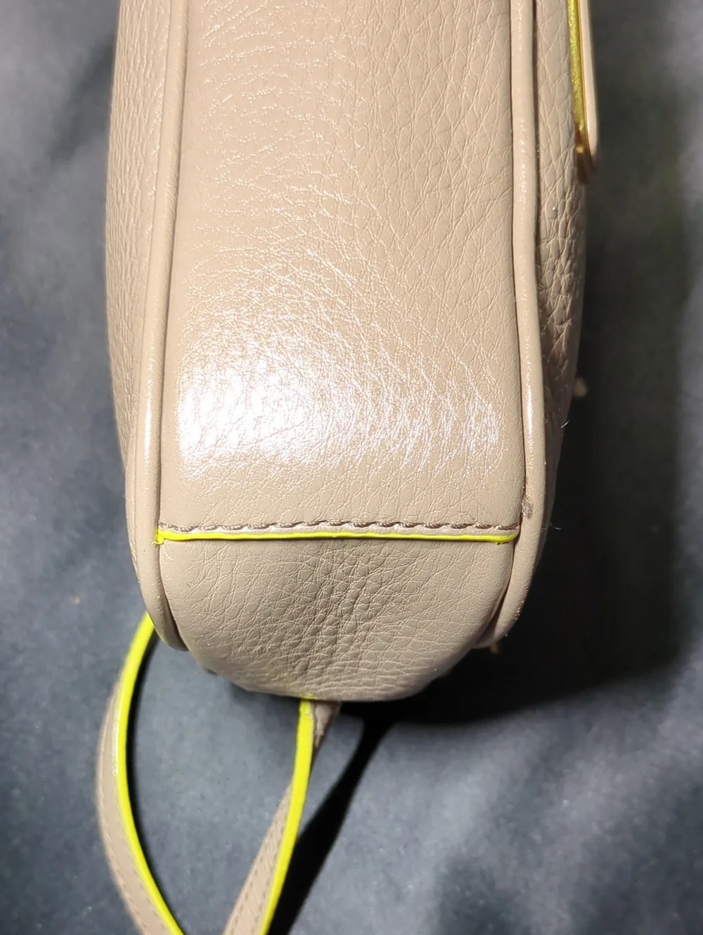 Marc by Marc Jacobs SallyTaupe Pebbled Crossbody w/Yellow Trim NOW ONLY $85